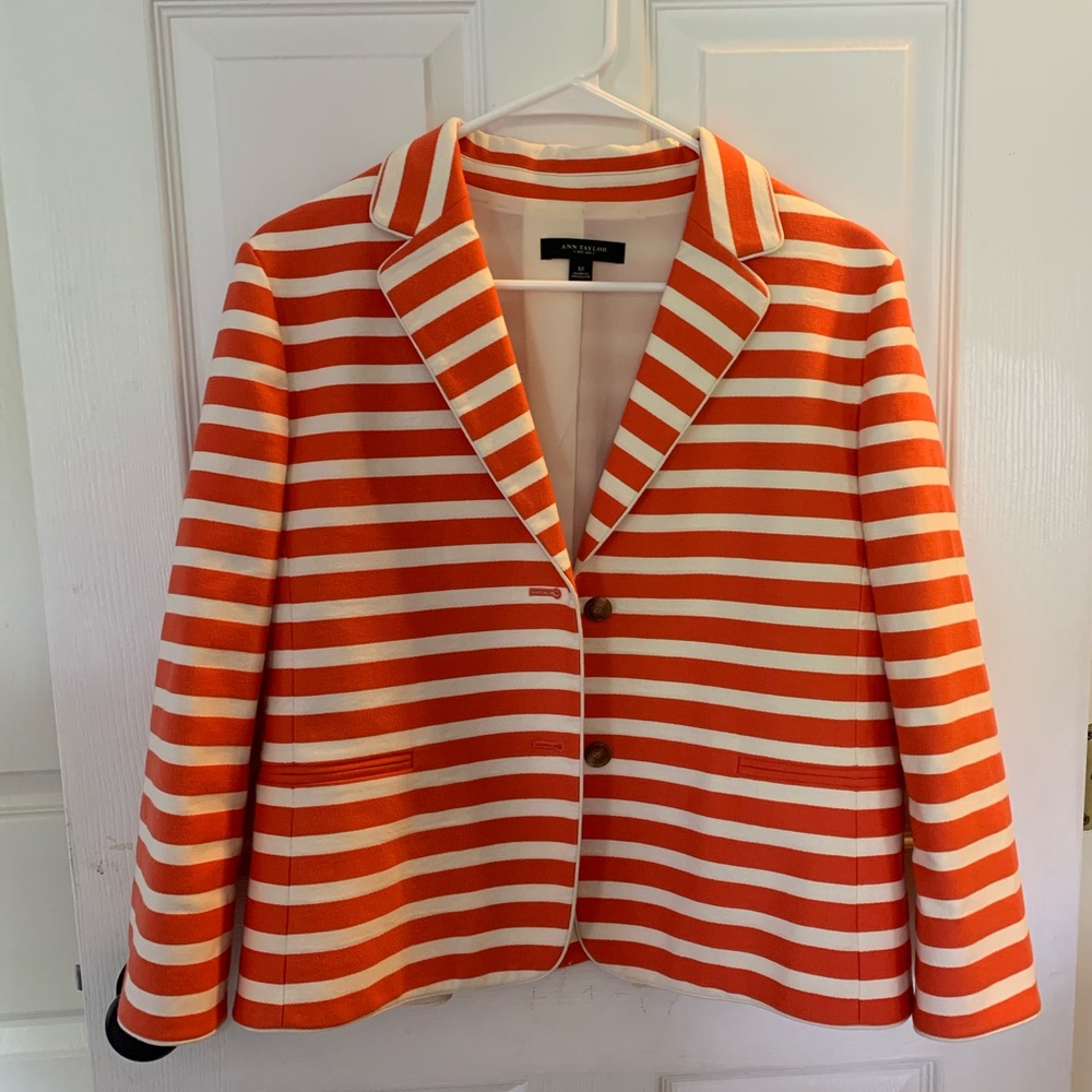 Ann Taylor Orange Stripe Fall Blazer/Suit Coat